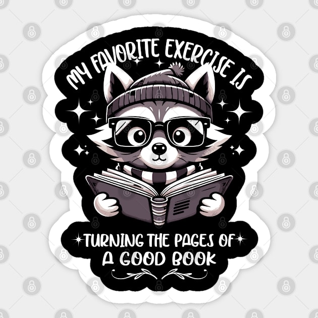 Funny Raccoon Reading Book for Bookworm and Book Lover Sticker by JessArty